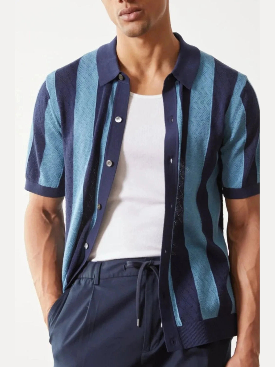 Men's Plus Size Striped Button Down Short Sleeve Shirt NicholesGifts