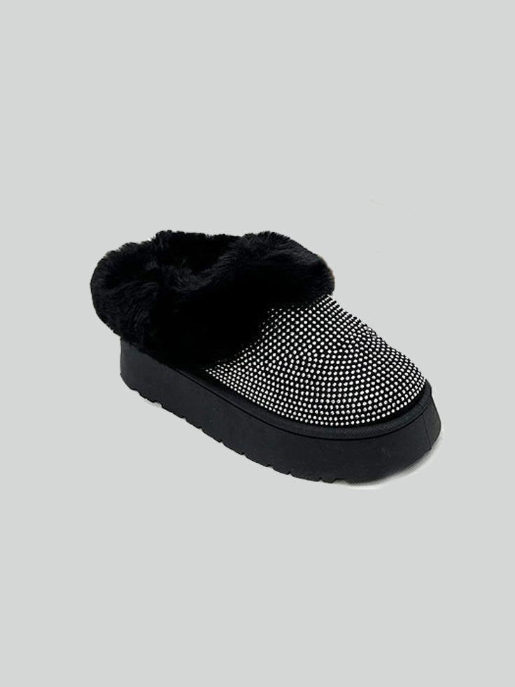 Women Wild Diva Embellished Faux Fur Platform Booties NicholesGifts