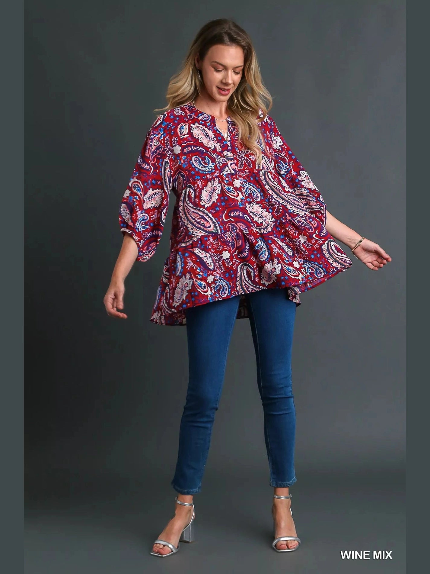 Umgee Mix Paisley Boho Tunic Blouse NicholesGifts