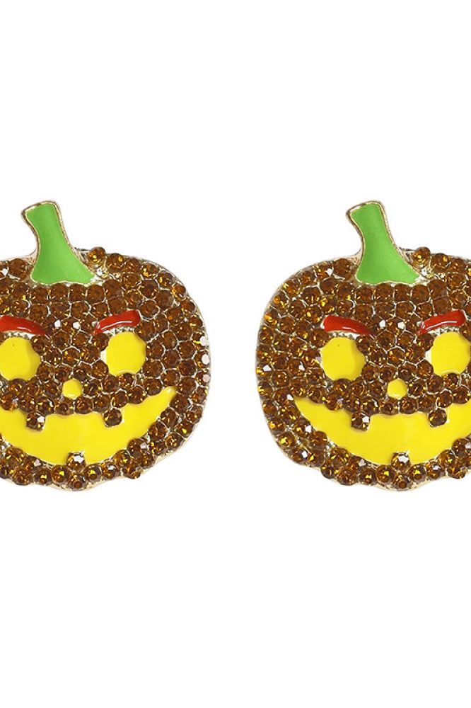 Women Demon Pumpkin Rhinestone Alloy Earrings NicholesGifts