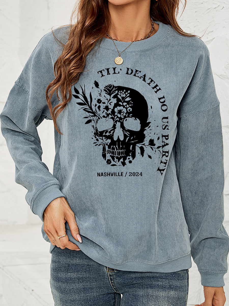 Women Skull Graphic Dropped Shoulder Sweatshirt NicholesGifts