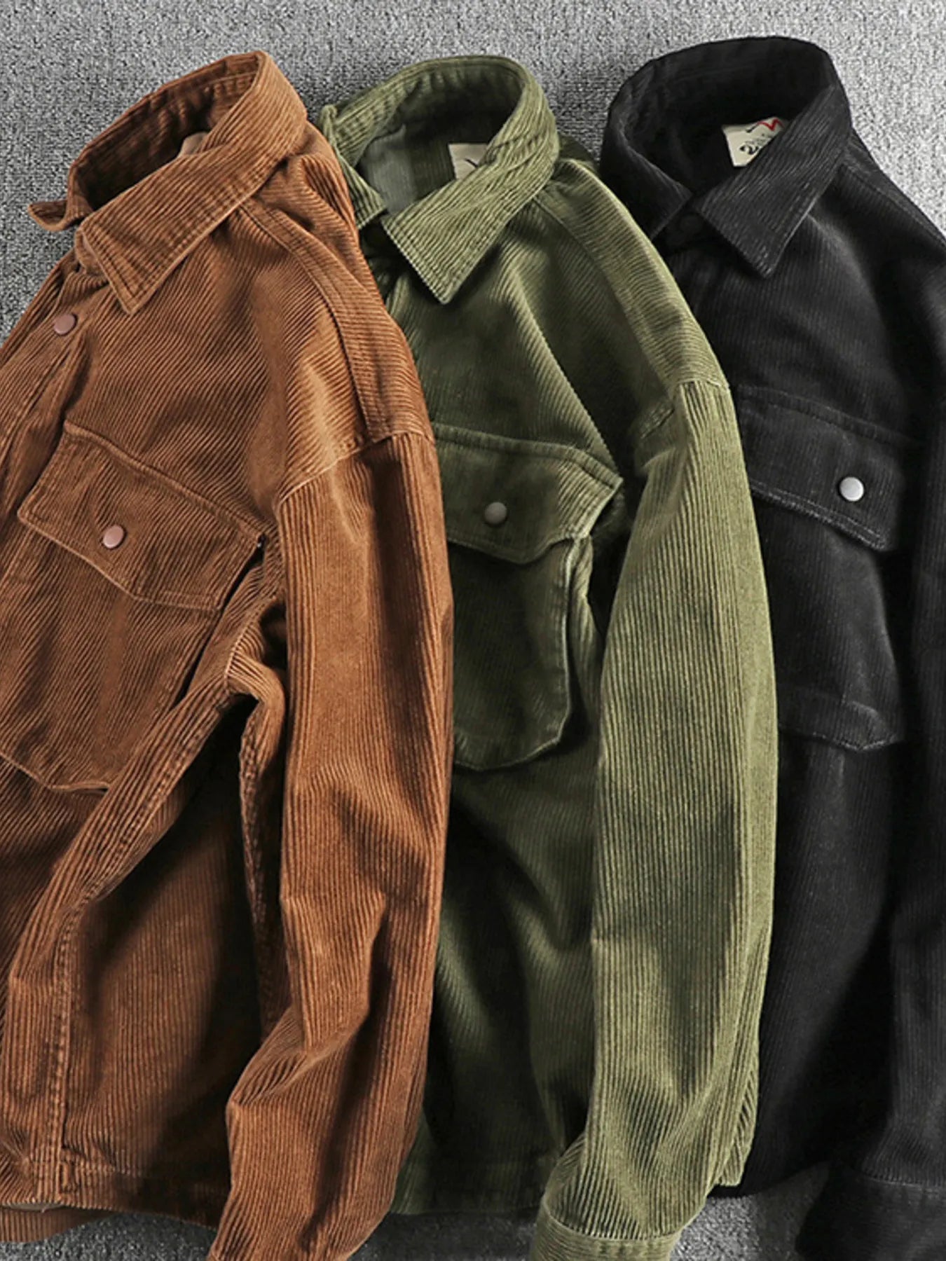 Men's Plus Size Corduroy Button Up Long Sleeve Jacket Trendsi