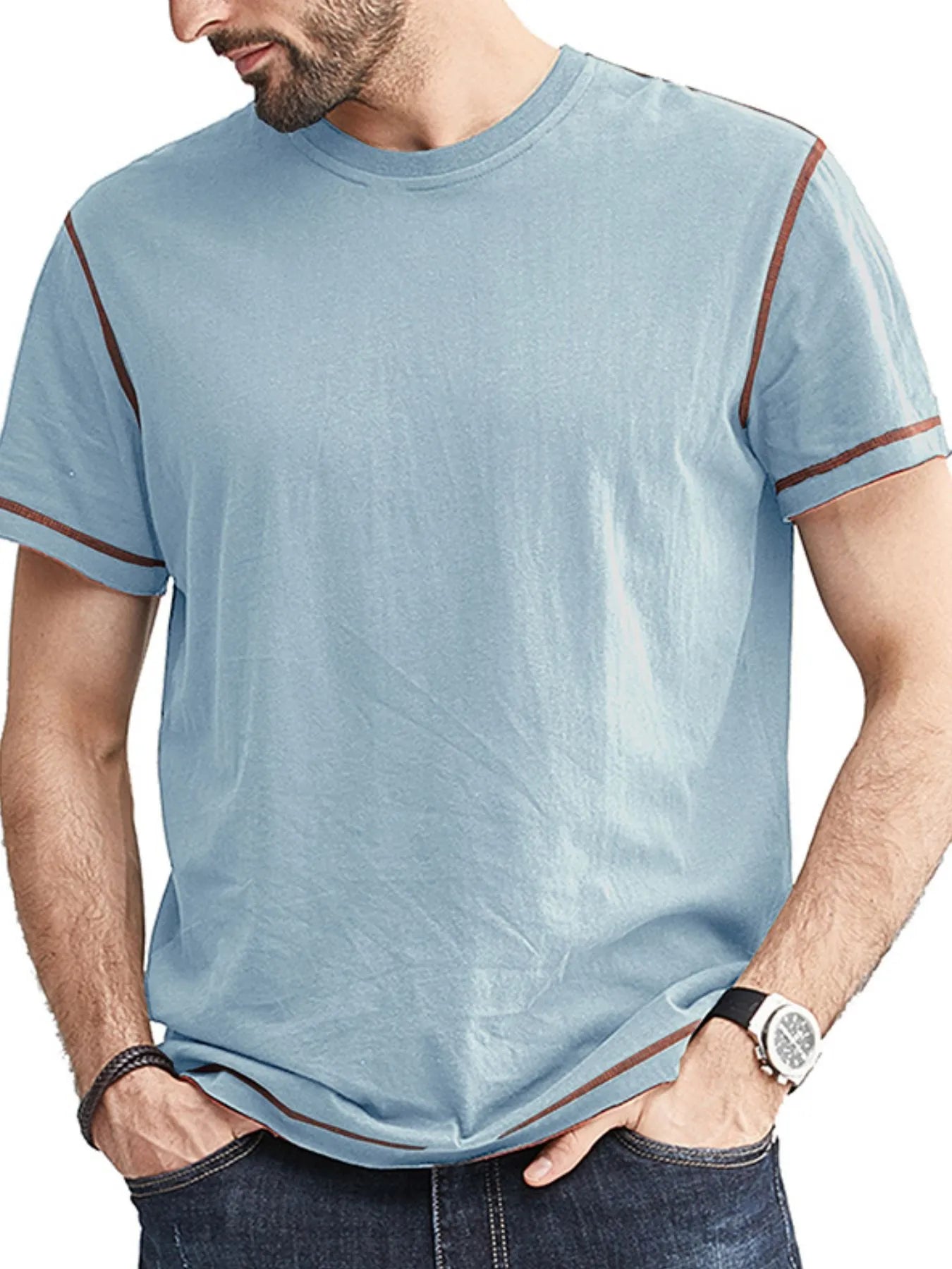 Men's Classic T-Shirt with Contrast Piping NicholesGifts