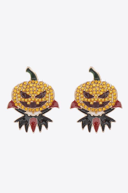 Women Demon Pumpkin Rhinestone Alloy Earrings NicholesGifts