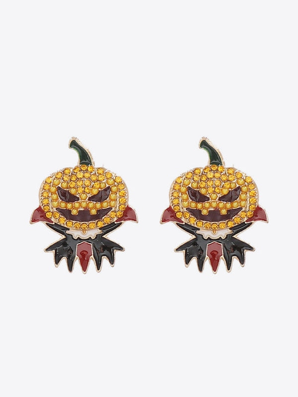 Demon Pumpkin Rhinestone Alloy Earrings Trendsi