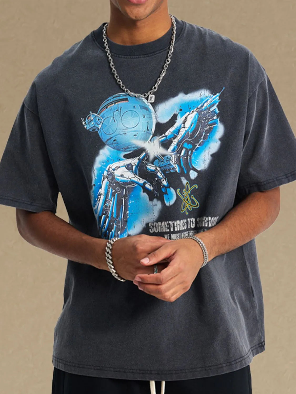 Men's Graphic Round Neck Half Sleeve T-Shirt Trendsi