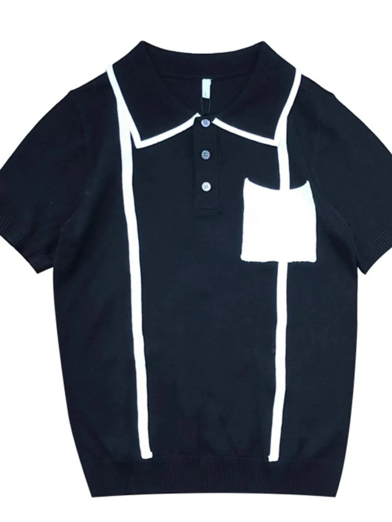 Men's Full Size Contrast Trim Knit Polo Shirt Plus Size