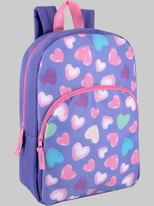 15 Inch Kids Backpacks for Boys & Girls | Preschool, Kindergarten, Elementary School Backpacks with Adjustable, Padded Straps (Happy Hearts)
