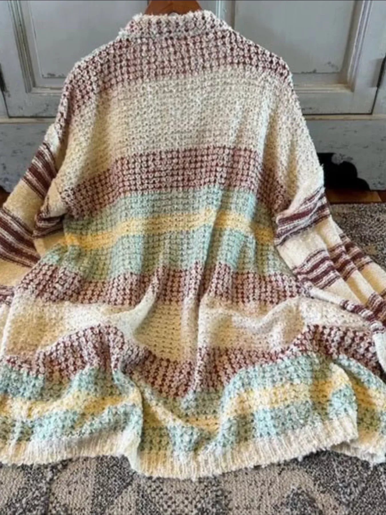 Striped Open Front Longline Cardigan NicholesGifts