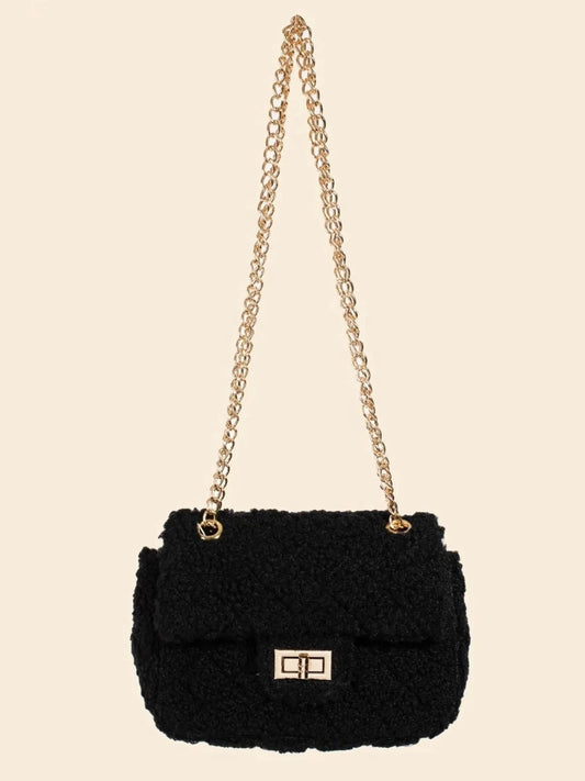 Fame Faux Fur Rectangle Crossbody Bag