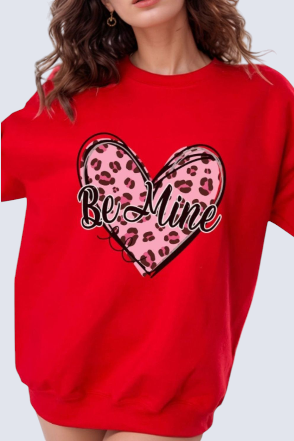 NicholesGifts Women Valentine's Day Be Mine Heart Long Sleeve Sweatshirt NicholesGifts