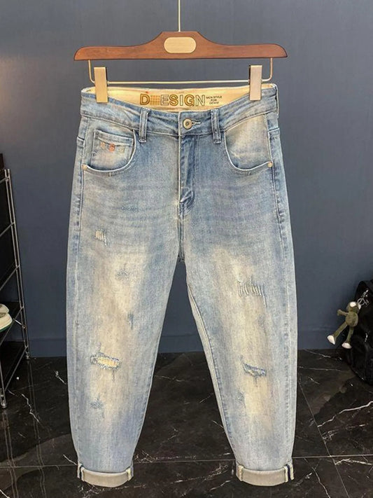 Men's Vintage Washed Distressed Boyfriend Jeans Trendsi