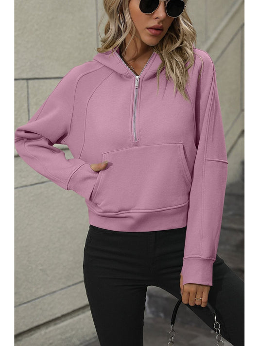 NicholesGifts Women Mandy Zip-Up Raglan Sleeve Hoodie with Pocket