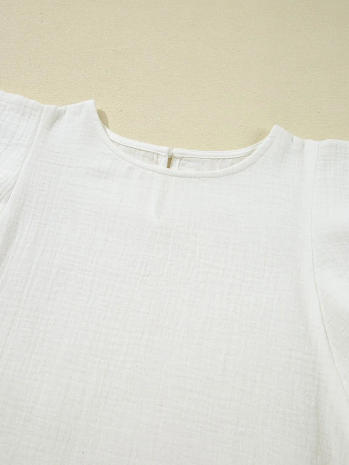 Crinkled Layered Ruffled Flutter Sleeve Blouse NicholesGifts