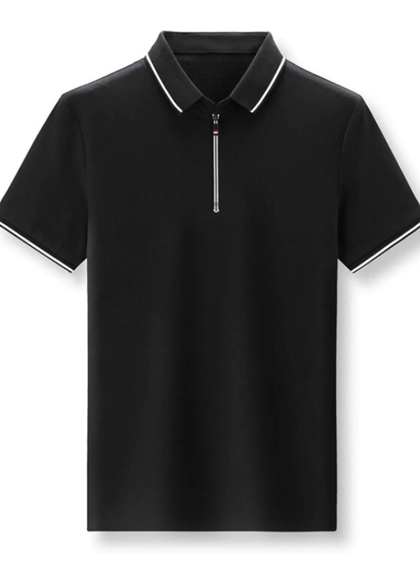 Men's Plus Size Half-Zip Contrast Trim Polo Shirt