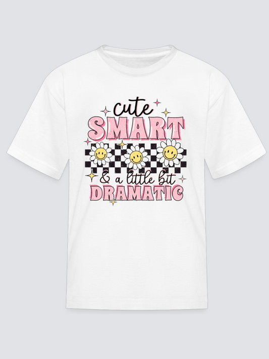 Girls Cute Smart Dramatic Short Sleeve Crewneck T-Shirt nicholesgifts
