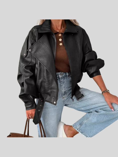 Women Leather Zip Up Jacket NicholesGifts