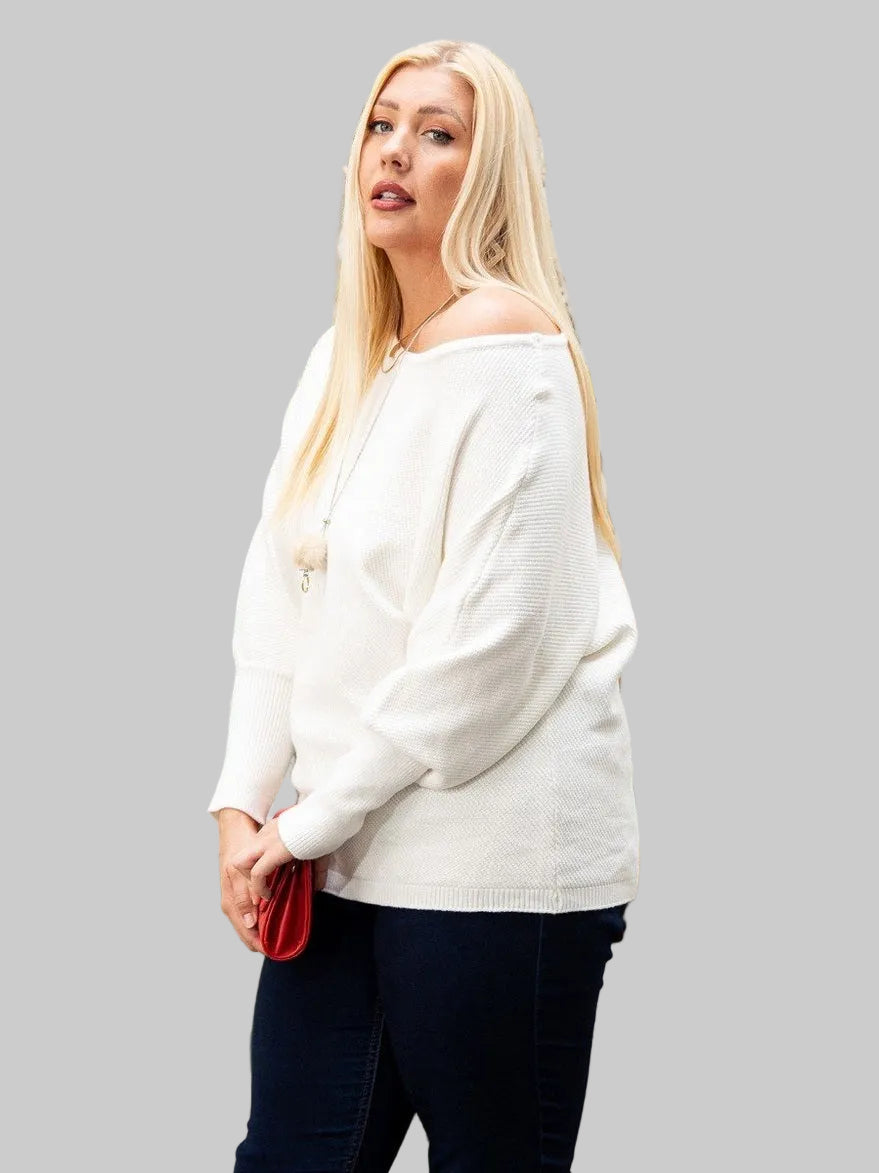 Plus Size Women Round Neck Long Sleeve Solid Sweater nicholesgifts