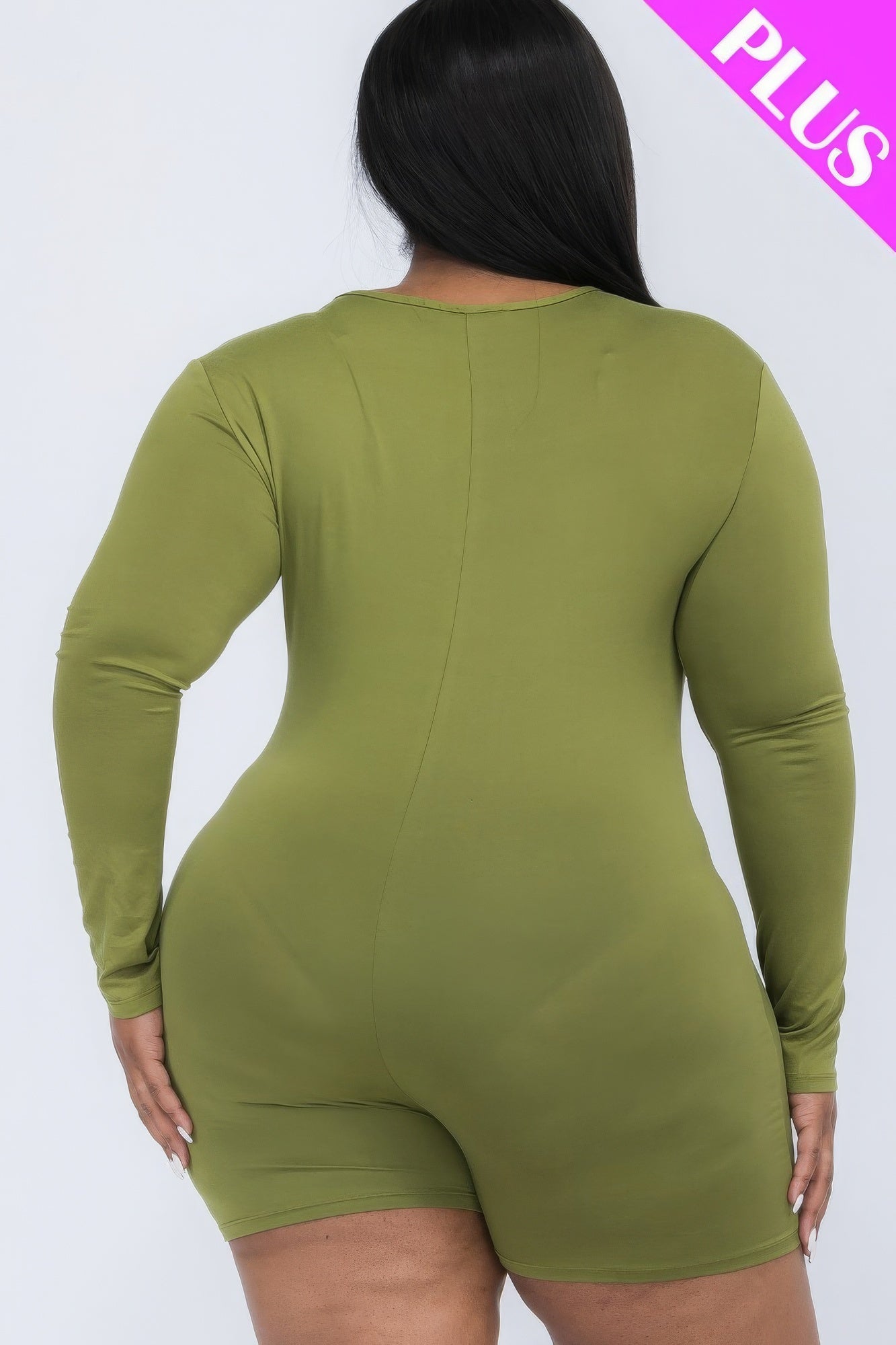 Plus V-neck Long Sleeve Bodycon Romper NicholesGifts