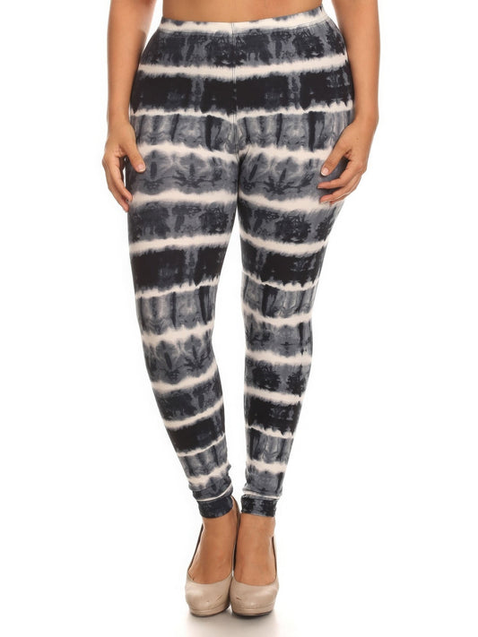 Plus Size Tie Dye Print, Full Length Leggings In A Fitted Style With A Banded High Waist NicholesGifts