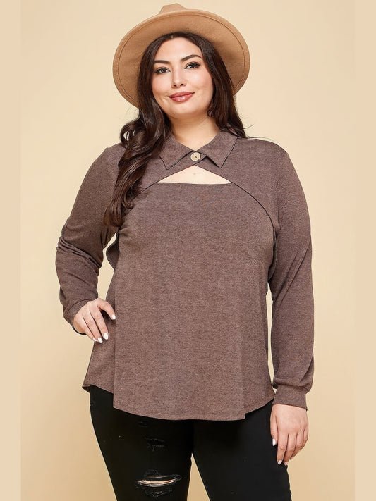Plus Size Solid Long Sleeve Fashion Top NicholesGifts