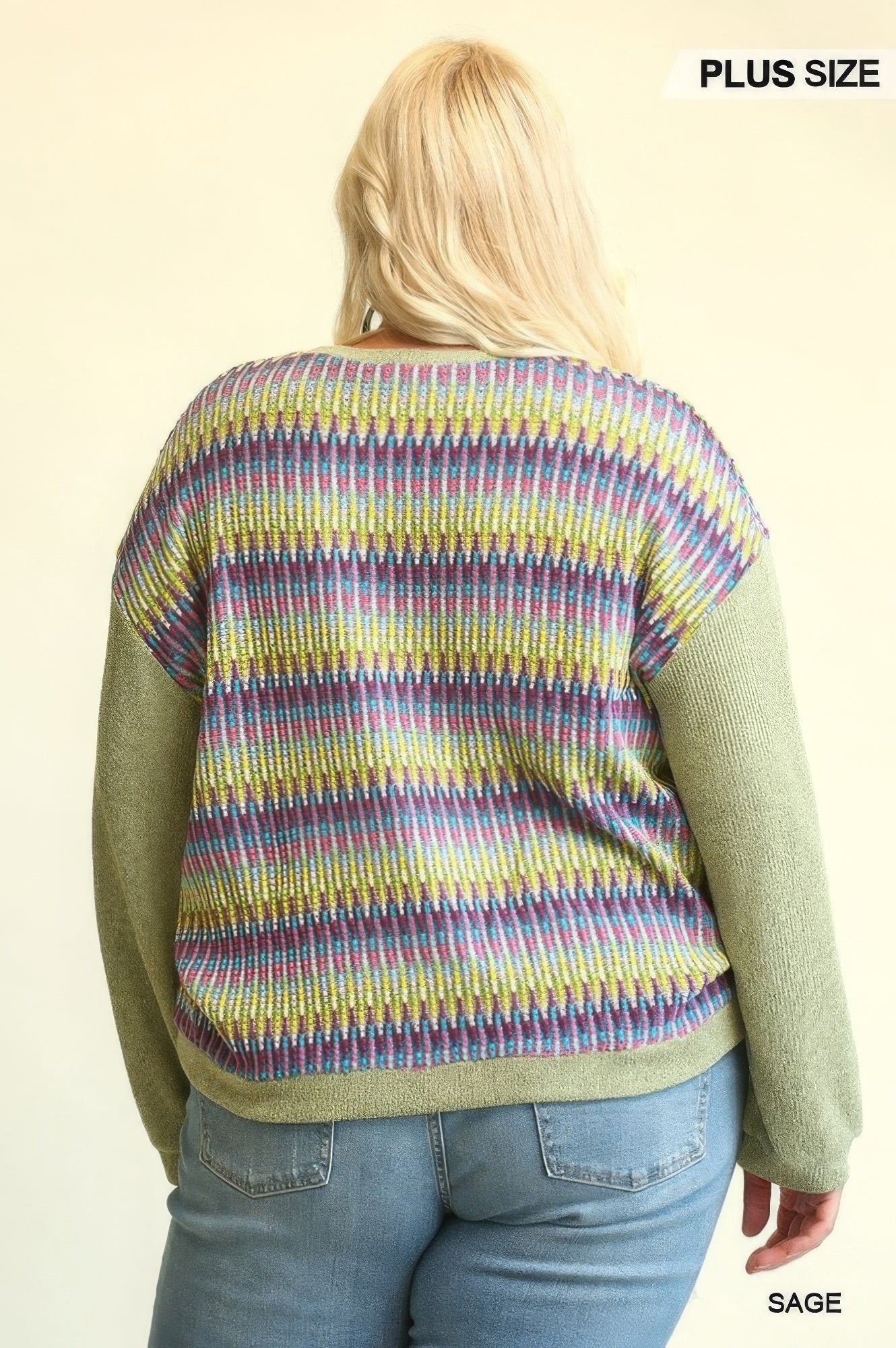 NicholesGifts Plus Size Women Novelty Knit And Solid Knit Mixed Loose Top With Drop Down Shoulder NicholesGifts