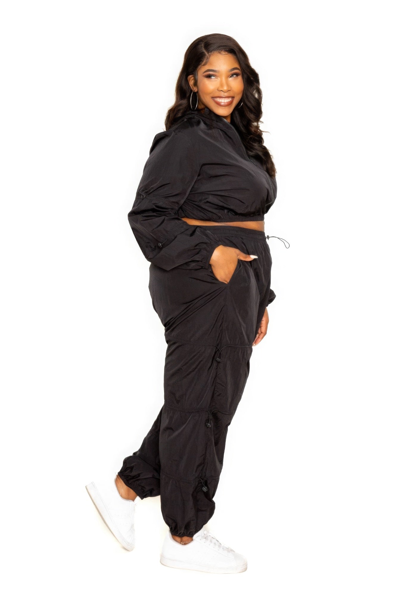 Women Active Zip Up Set With Cord Lock Detail NicholesGifts