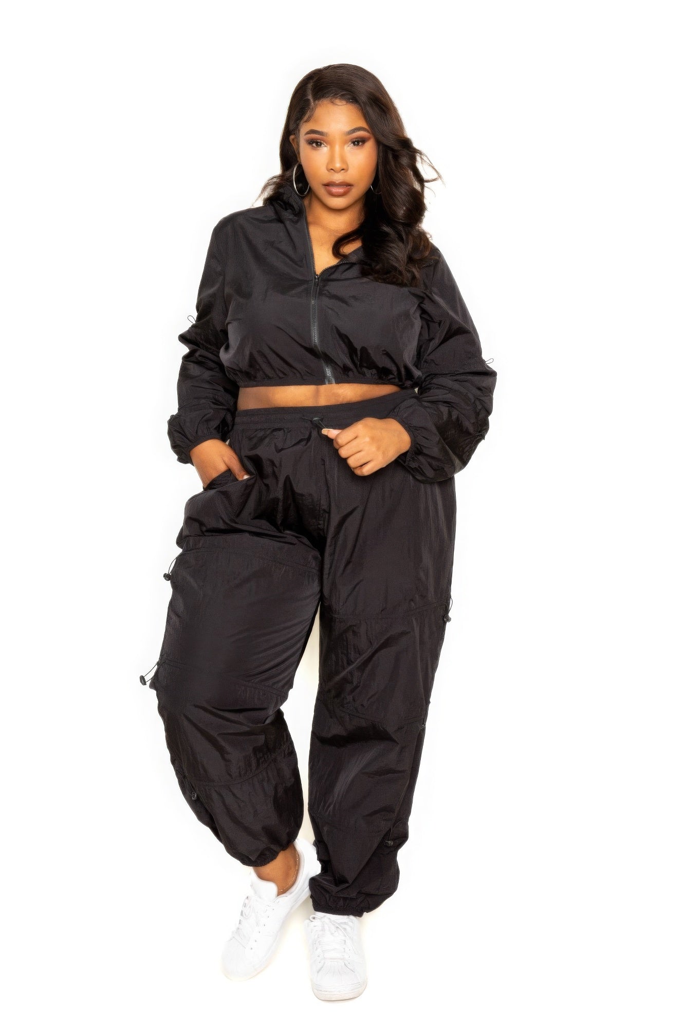 Women Active Zip Up Set With Cord Lock Detail NicholesGifts