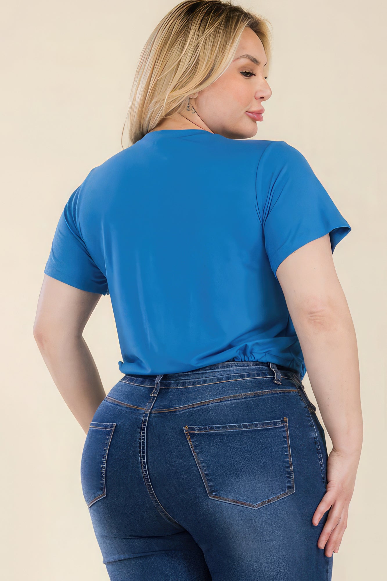 Plus Size Tie Front Drawstring Short Sleeve Crop Top NicholesGifts