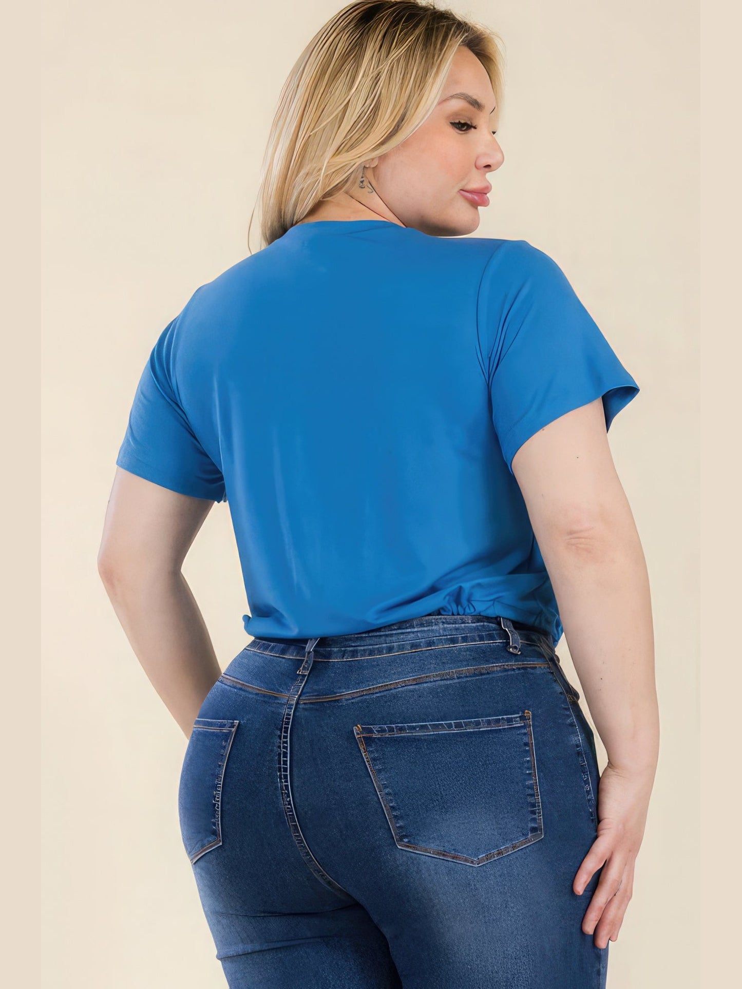 Plus Size Tie Front Drawstring Short Sleeve Crop Top NicholesGifts