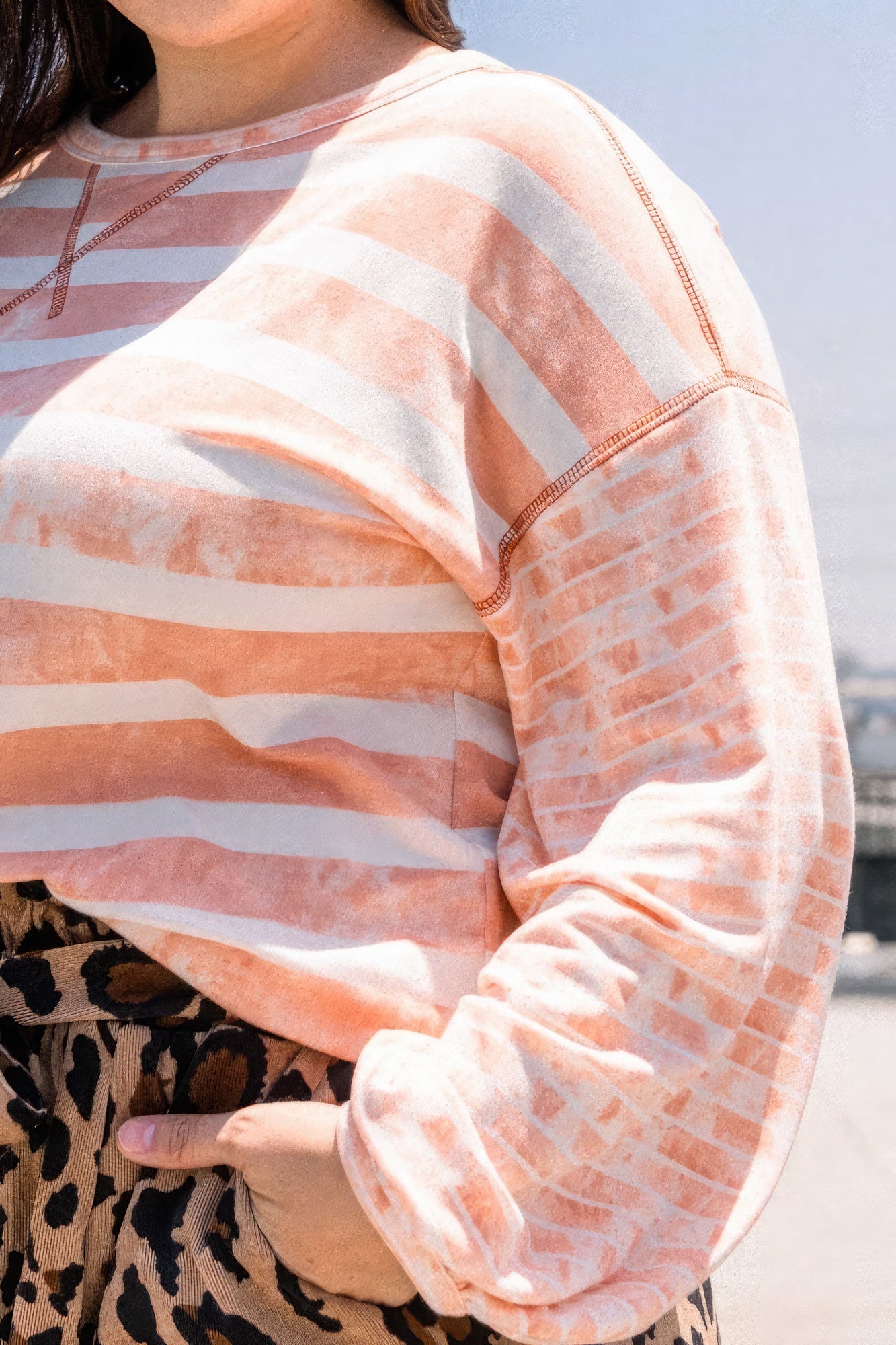 Stripe Printed French Terry Top NicholesGifts