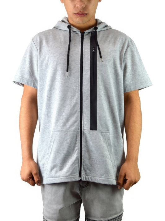 Men's Casual Short Sleeve Zip-up Hoodie Tops NicholesGifts