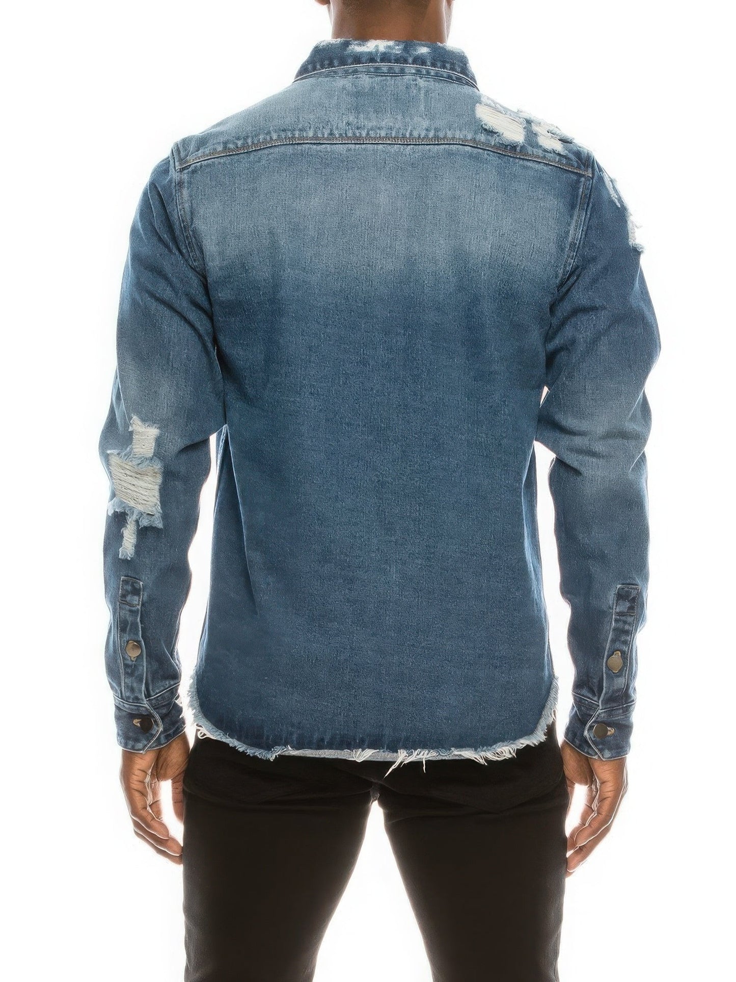 Men's Ripped Denim Overshirt NicholesGifts
