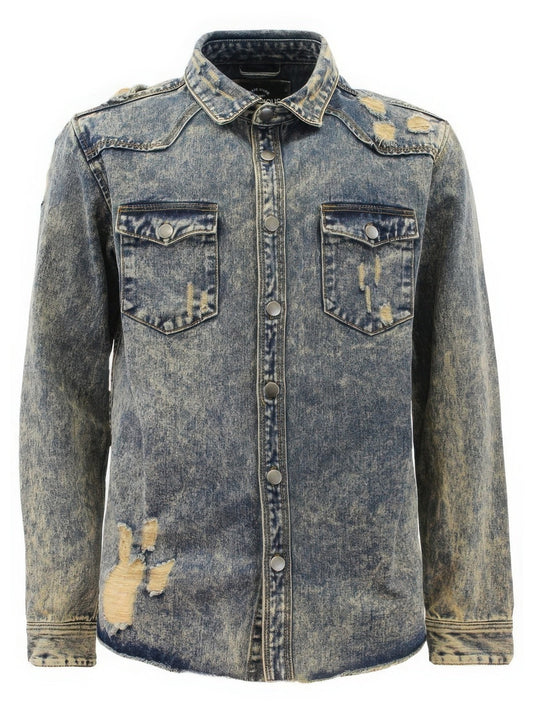Men's Ripped Denim Overshirt NicholesGifts