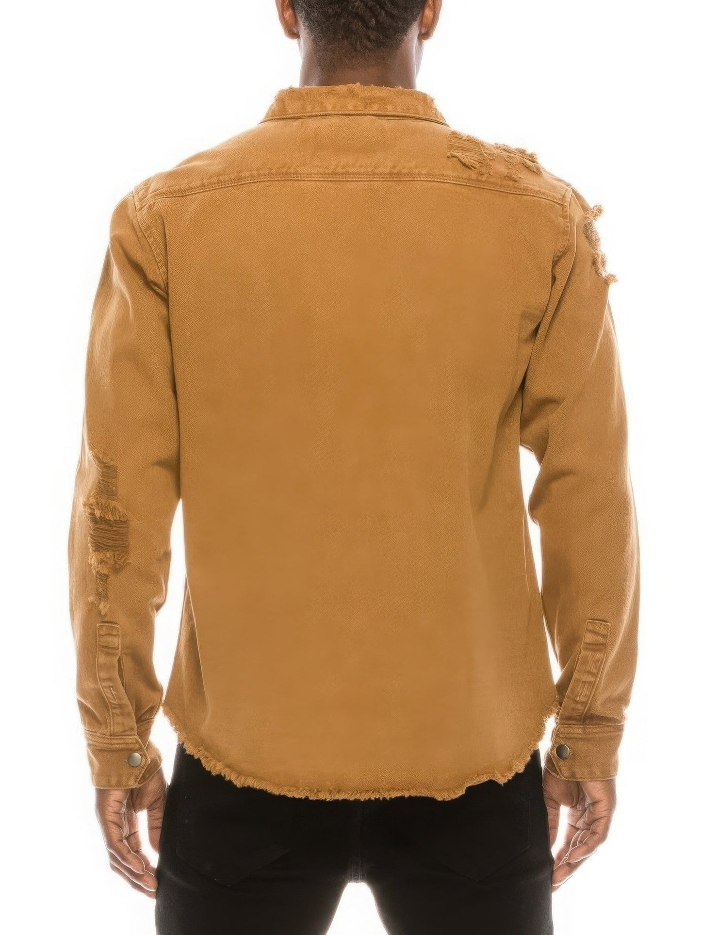 Men's Ripped Denim Overshirt NicholesGifts