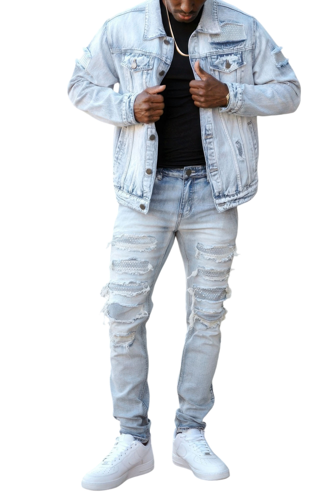 NicholesGifts Men Diamond Denim Jacket NicholesGifts