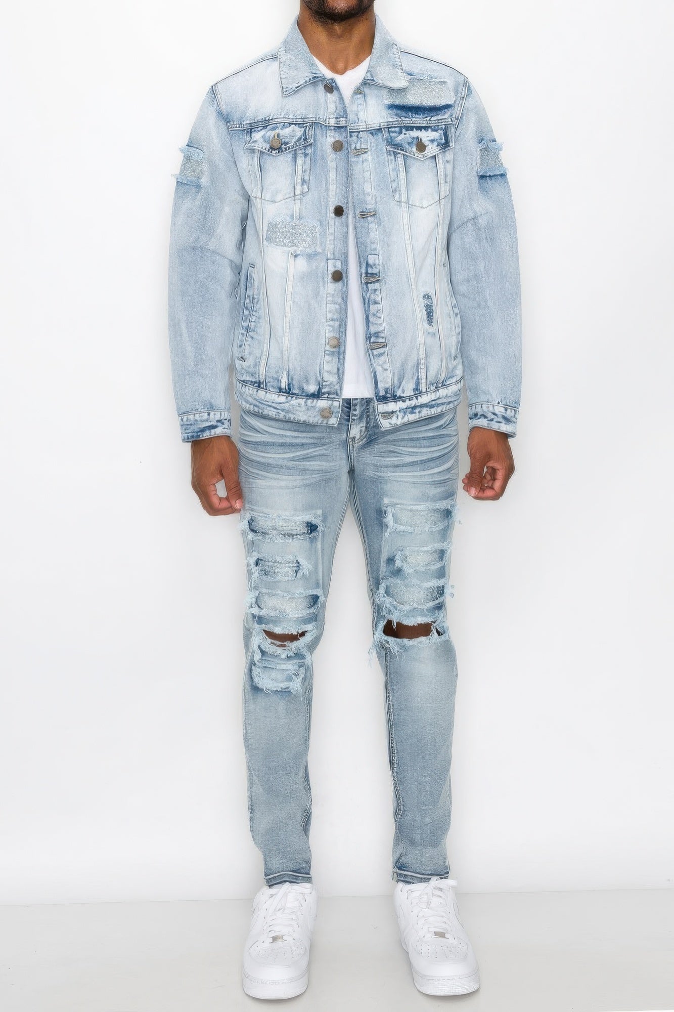 NicholesGifts Men Diamond Denim Jacket NicholesGifts