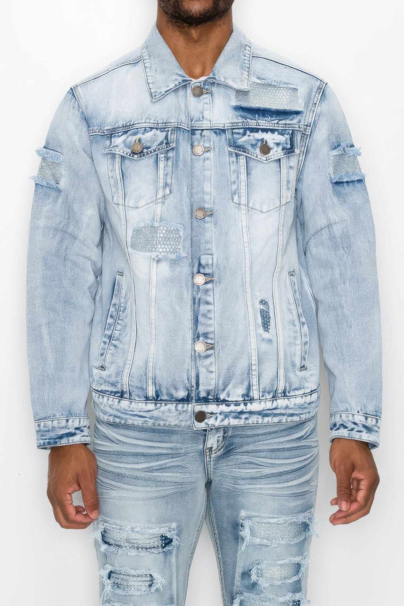 NicholesGifts Men Diamond Denim Jacket NicholesGifts