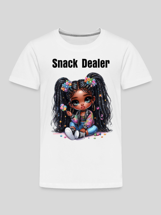 African American Toddler Girls Snack Dealer Short Sleeve T-Shirt NicholesGifts