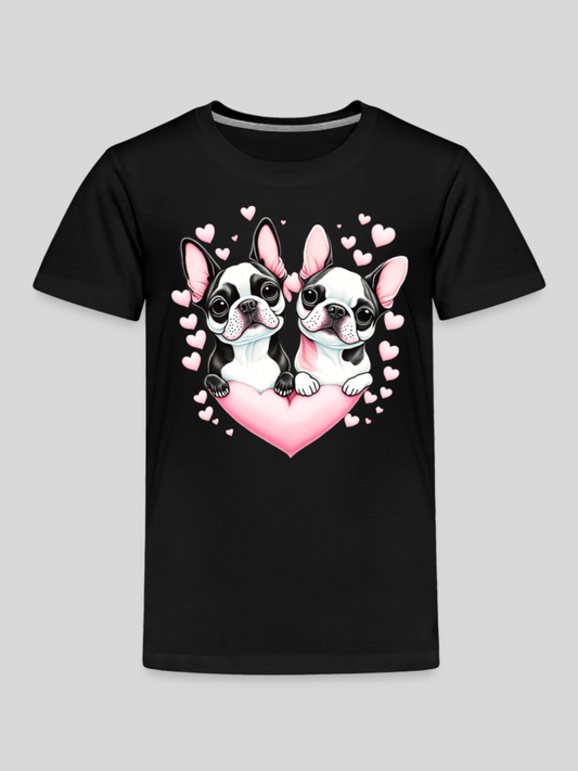 Toddler Girls Pugs and Hearts Short Sleeve T-Shirt nicholesgifts