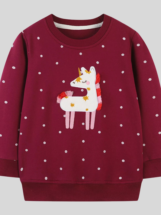 Toddler Girls Unicorn Round Neck Sweatshirt nicholesgifts