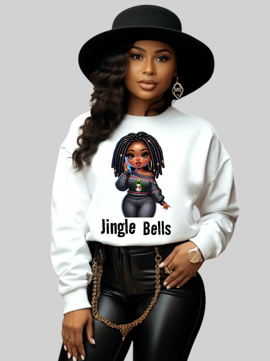 African American Women Jingle Bells Crewneck Christmas Sweatshirt nicholesgifts