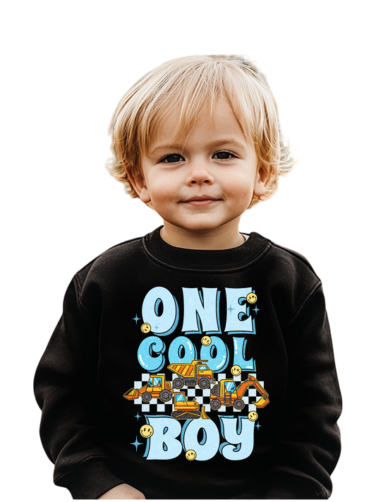Toddler Boys One Cool Boy Long Sleeve Crewneck Sweatshirt NicholesGifts
