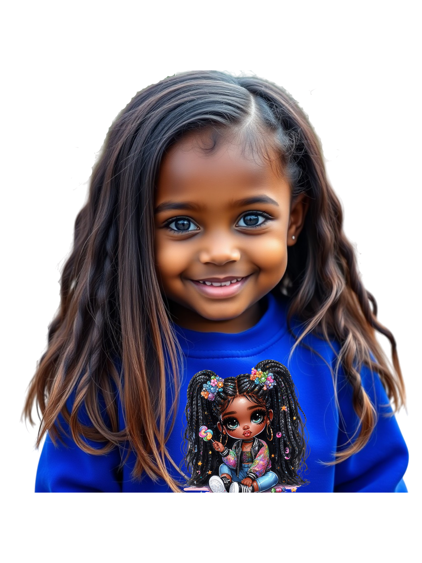African American Toddler Girls Lollipop Girl Long Sleeve Crewneck Sweatshirt