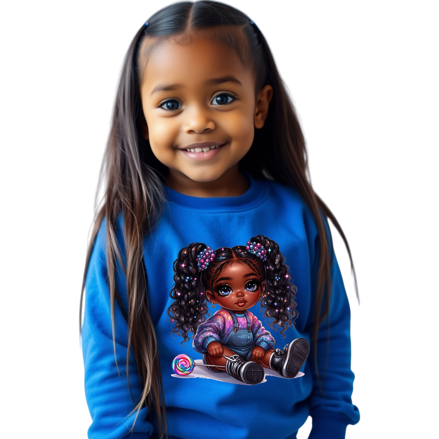 African American Toddler Girls Curly Hair Long Sleeve Crewneck Sweatshirt NicholesGifts