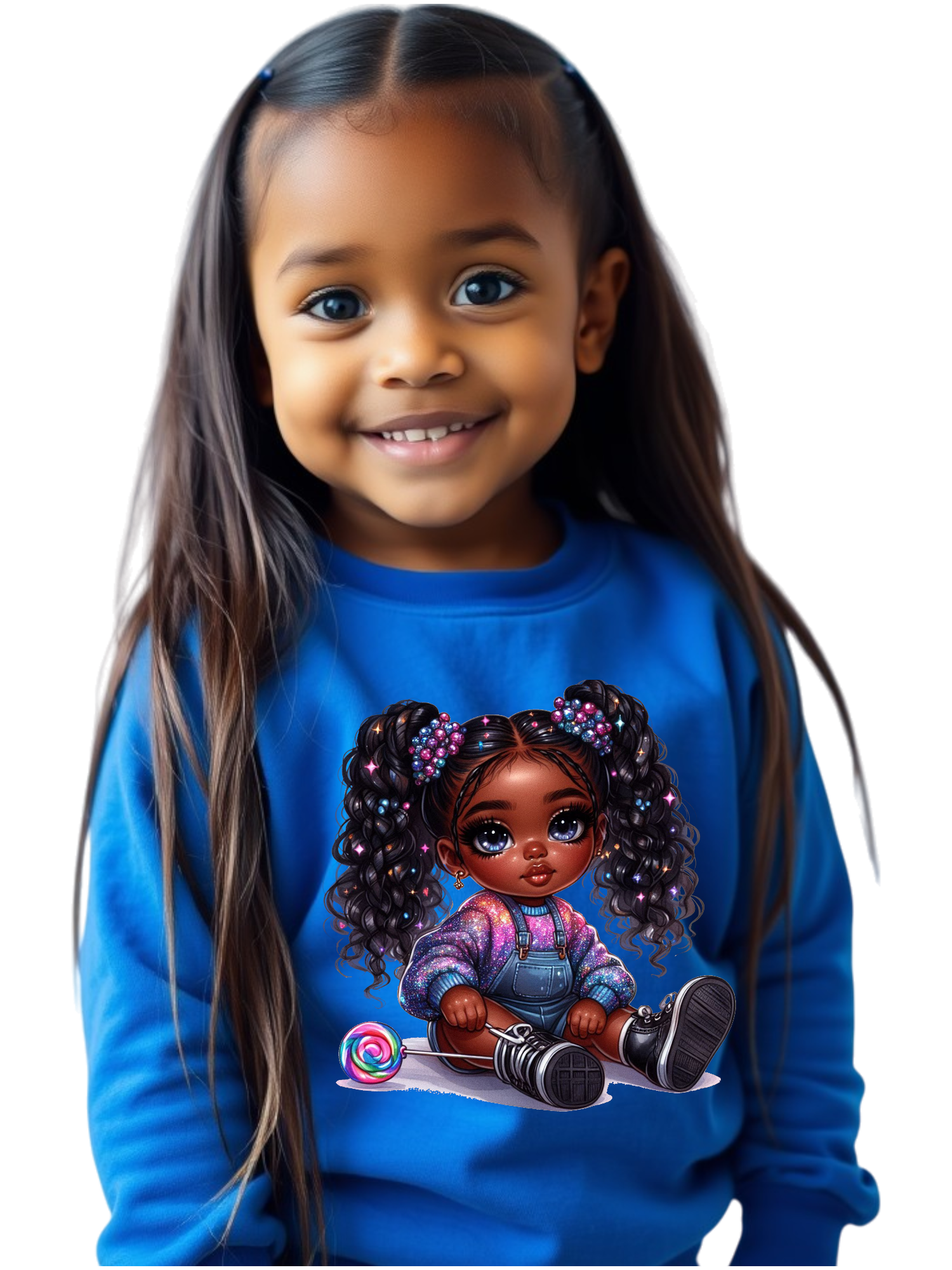 African American Toddler Girls Curly Hair Long Sleeve Crewneck Sweatshirt NicholesGifts