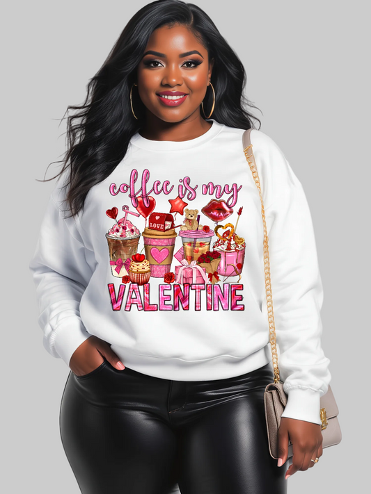 Women Coffee Is My Valentine Crewneck Valentine's Day Sweatshirt nicholesgifts