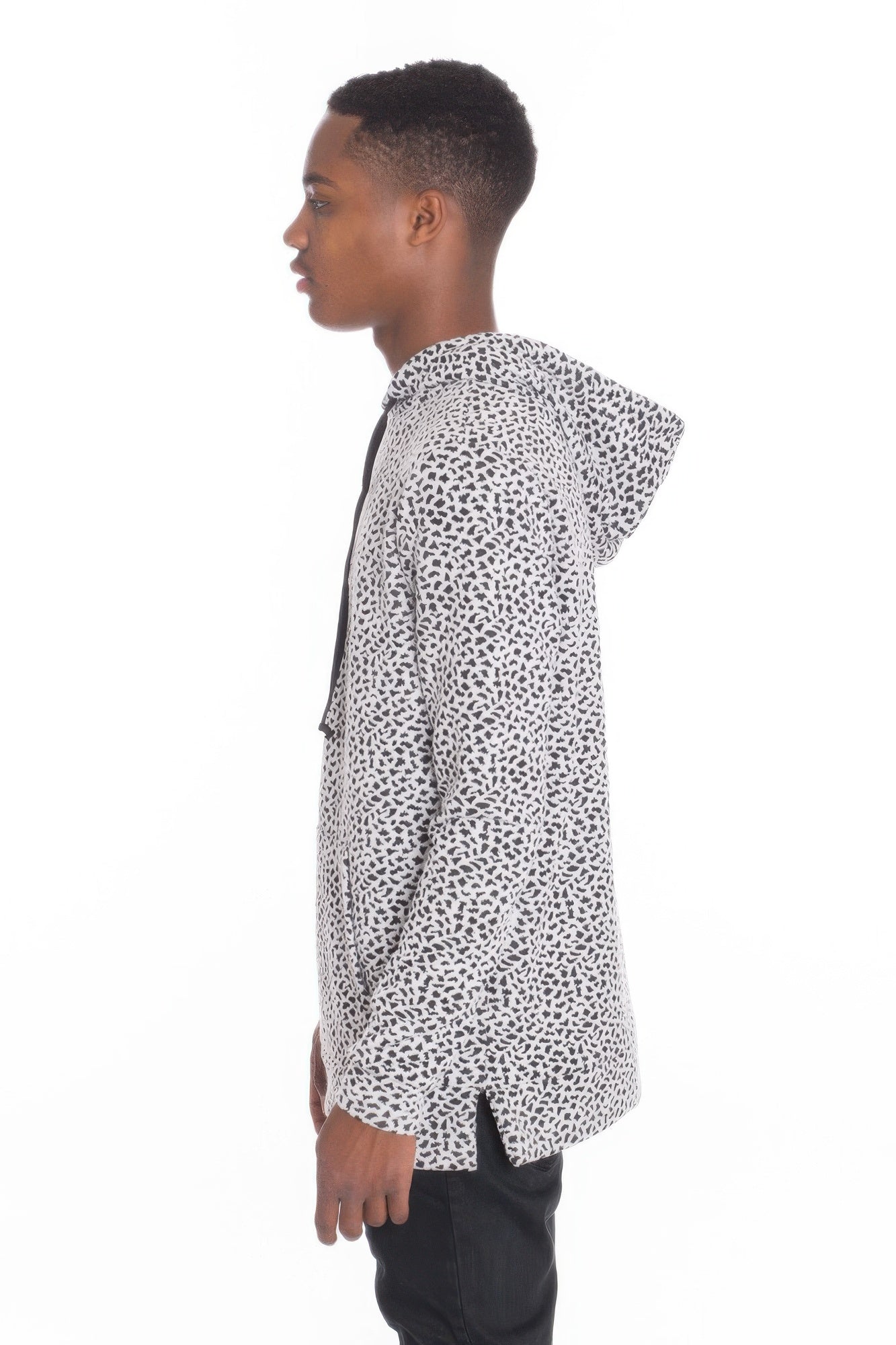 Men's Casual Black and White Pullover Hoodie NicholesGifts