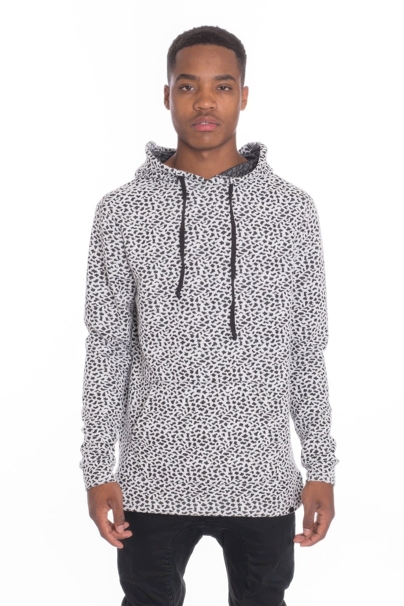 Men's Casual Black and White Pullover Hoodie NicholesGifts