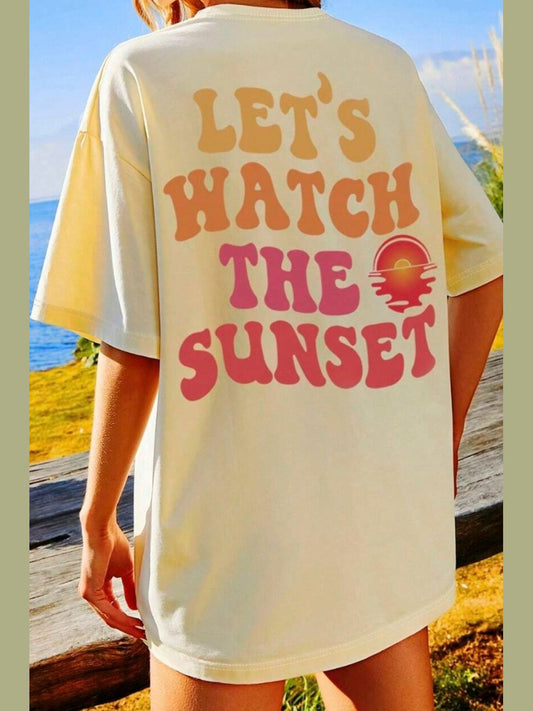 Women Let's Watch The Sunset Round Neck Short Sleeve T-Shirt NicholesGifts